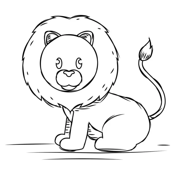 Cartone animato di un simpatico disegno di leone — Vettoriale Stock