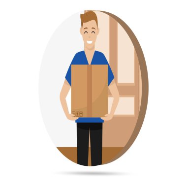 Paketi olan teslimatçı.