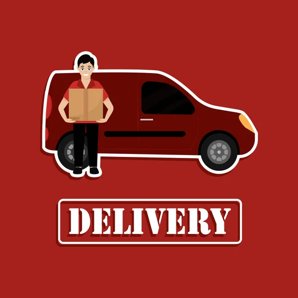 Delivery man with a package — Stock Vector