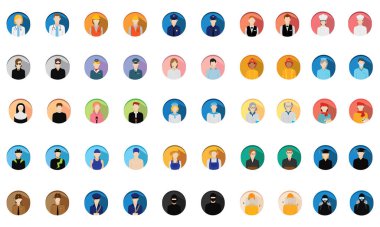 Beyaz arkaplan üzerindeki meslekler simgeleri