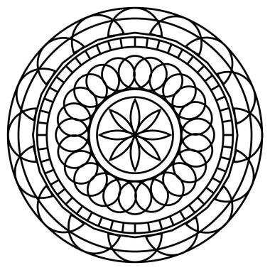 Çiçek desenli mandala taslağı.