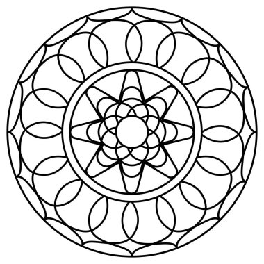 Çiçek desenli mandala taslağı.