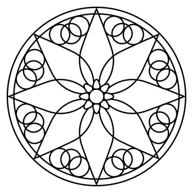 Çiçek desenli mandala taslağı.