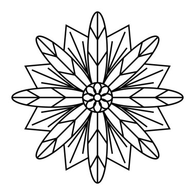 Çiçek desenli mandala taslağı.