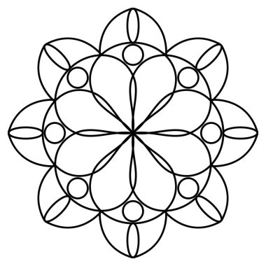 Çiçek desenli mandala taslağı.