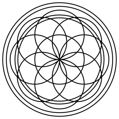 Çiçek desenli mandala taslağı.