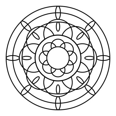 Çiçek desenli mandala taslağı.