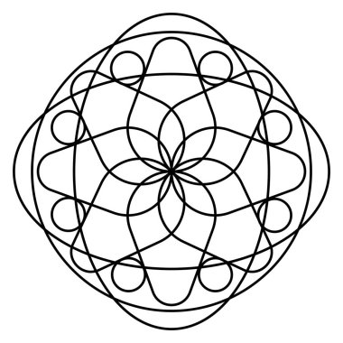 Çiçek desenli mandala taslağı.