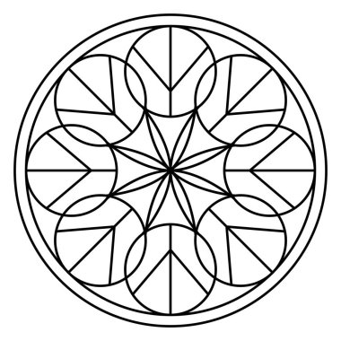 Çiçek desenli mandala taslağı.