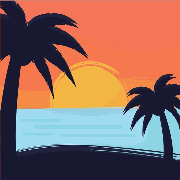 Coucher de soleil en mer — Image vectorielle
