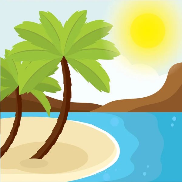 Zomer landschap op het strand — Stockvector