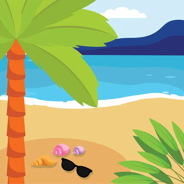 Summer landscape in the beach — Stock Vector