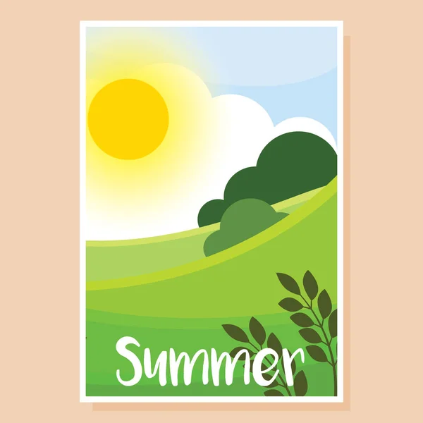 Plakat zur Sommerlandschaft — Stockvektor