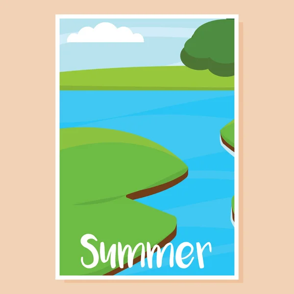 Afiche paisaje verano — Vector de stock