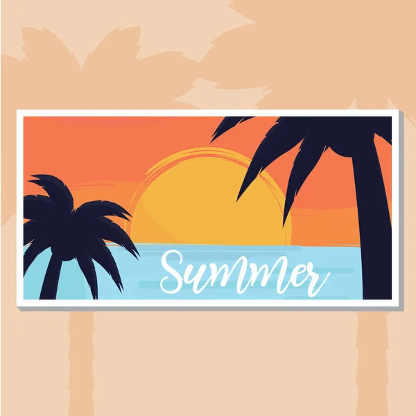 Puesta de sol en el mar — Vector de stock