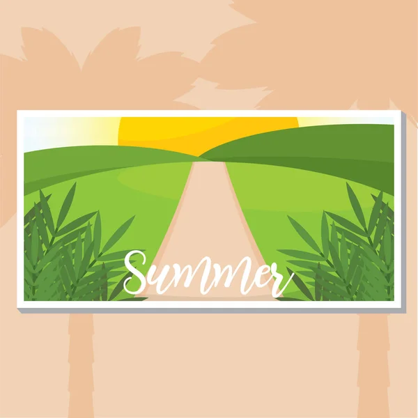 Afiche paisaje verano — Vector de stock