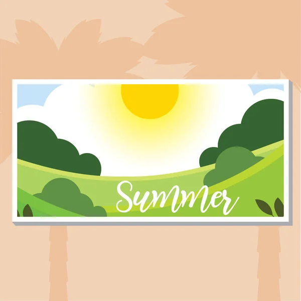 Afiche paisaje verano — Vector de stock