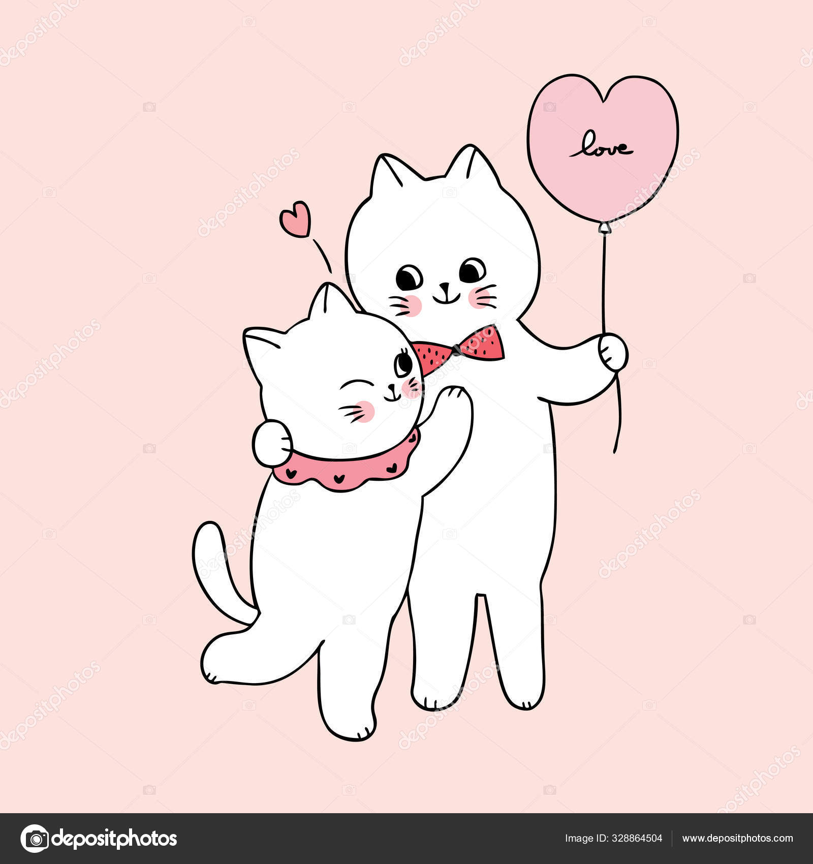 Cat love cute smile hug lover logo icon Royalty Free Vector