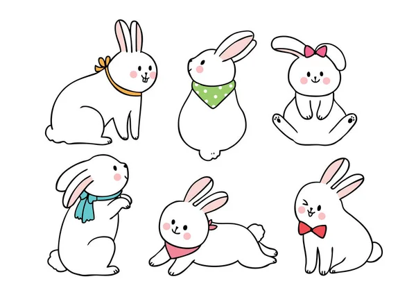 Dibujos Animados Lindo Día Pascua Acciones Conejos Vector — Archivo Imágenes Vectoriales