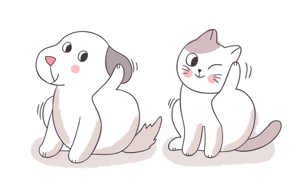 Мультфильм Милых Кошках Собаках — стоковый вектор