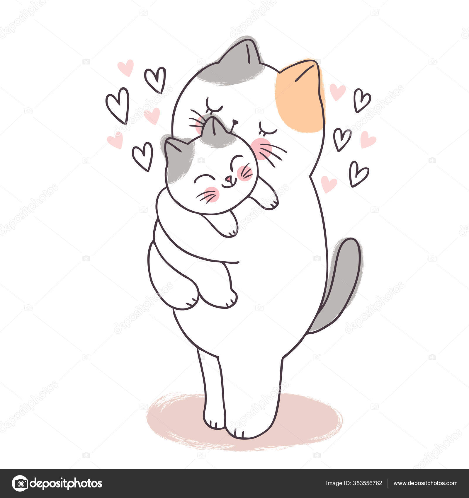 Cartoon Cute Adorable Mother Baby Cat Kissing Vector Stock Vector Image by  ©MeawZy #353556762