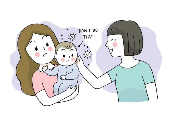 卡通可爱的Coronavirus Covid 母婴传病媒介 — 图库矢量图片