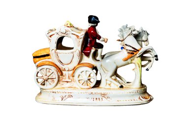 Koç ile iki at harnessed heykelcik adam