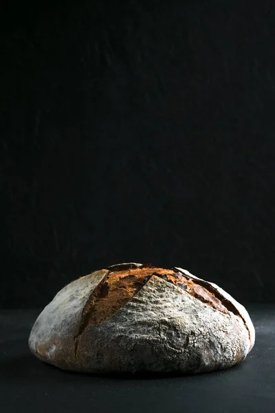 Homemade Whole Grain Bread Dark Background Copy Space — Stock Photo, Image