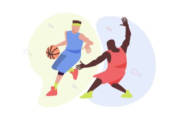 Basketbol oynamanın spor çizimi.