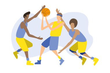 Basketbol oynamanın spor çizimi.