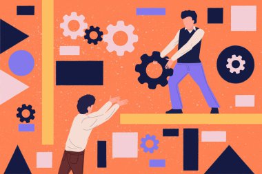 Takım çalışması yönetimi için Vektör Illustraton.