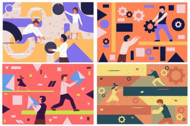 Takım çalışması yönetimi için Vektör Illustraton.