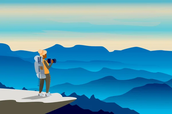 Webvektorillustration zum Thema Klettern, Trekking, Wandern, Wandern. — Stockvektor