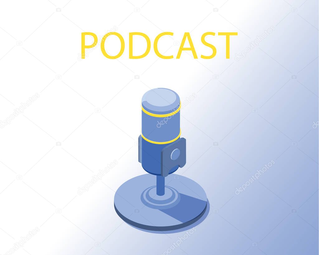 3D vector illustration for podcasting, broadcasting, straeming or online radio. Equipment for entertaiment, recording the podcasts and streaming games and etc.