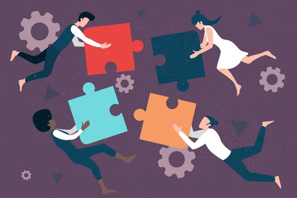 Puzzle teamwork concept vector illustration for business andfinance walpaper and brochure cover. — 스톡 벡터