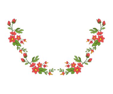 Nakış yaka satırı için. Vintage tarzı çiçek süsleme