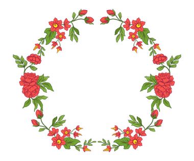 Nakış yaka satırı için. Vintage tarzı çiçek süsleme