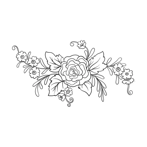 Outline vintage flores buquê ou padrão — Vetor de Stock