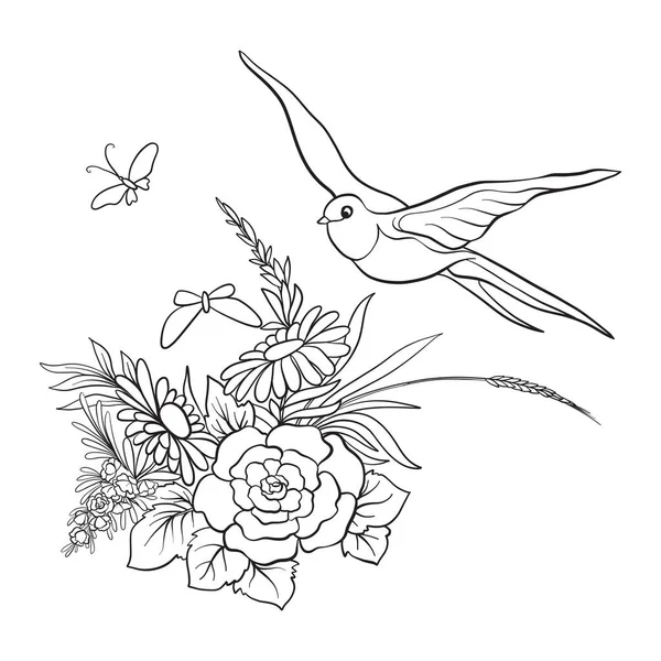 Découvrir bouquet ou motif de fleurs vintage — Image vectorielle