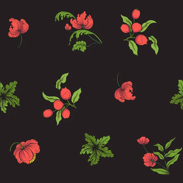 ビンテージ刺繍花のシームレス パターン — ストックベクタ