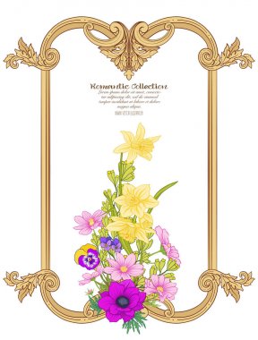 Yaz çiçek: poppy, nergis, anemon, violet, botanik s