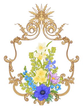 Yaz çiçek: poppy, nergis, anemon, violet, botanik s