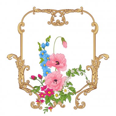 Yaz çiçek: poppy, nergis, anemon, violet, botanik s