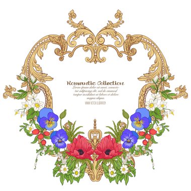 Yaz çiçek: poppy, nergis, anemon, violet, botanik s