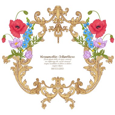 Yaz çiçek: poppy, nergis, anemon, violet, botanik s