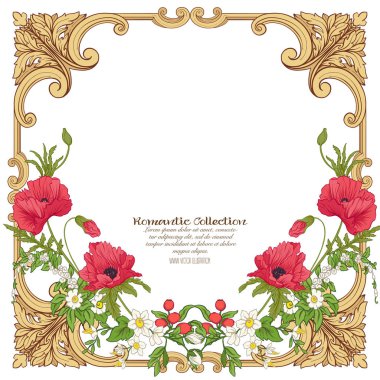 Yaz çiçek: poppy, nergis, anemon, violet, botanik s