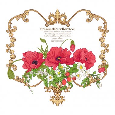 Yaz çiçek: poppy, nergis, anemon, violet, botanik s