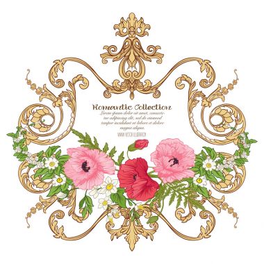 Yaz çiçek: poppy, nergis, anemon, violet, botanik s