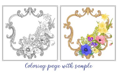 Küme veya anahat ve poppy, daff renkli yaz çiçek buketi