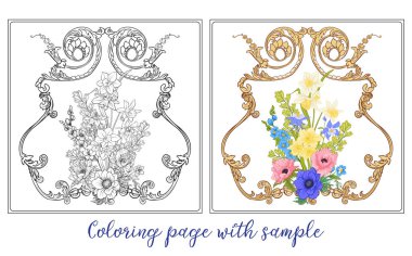 Küme veya anahat ve poppy, daff renkli yaz çiçek buketi